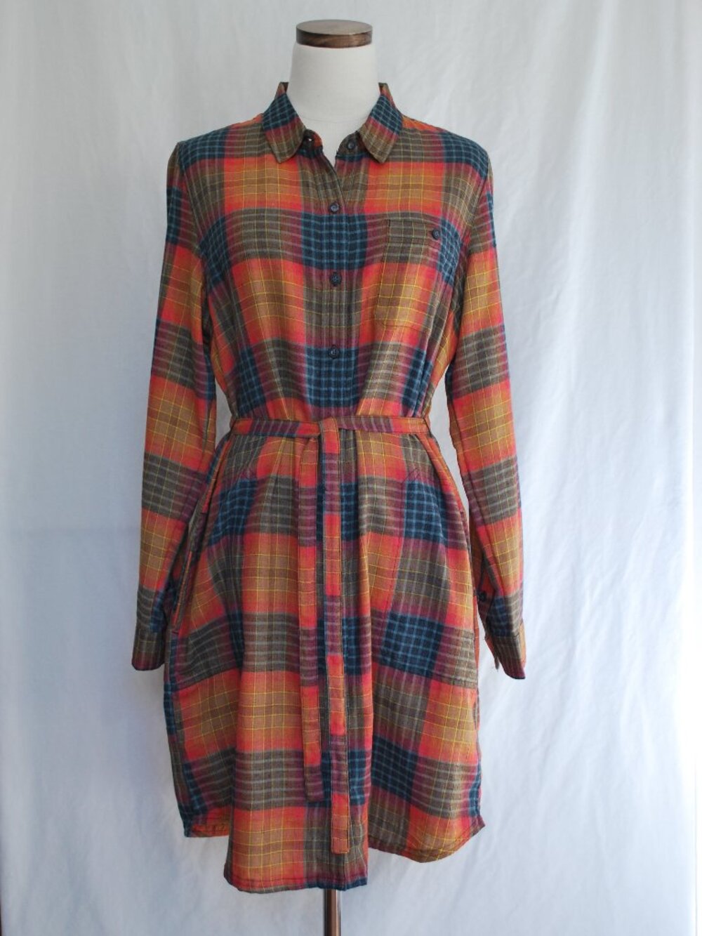 Toad & Co Re-Form Flannel Shirtdress | Cedar Ombre | Large